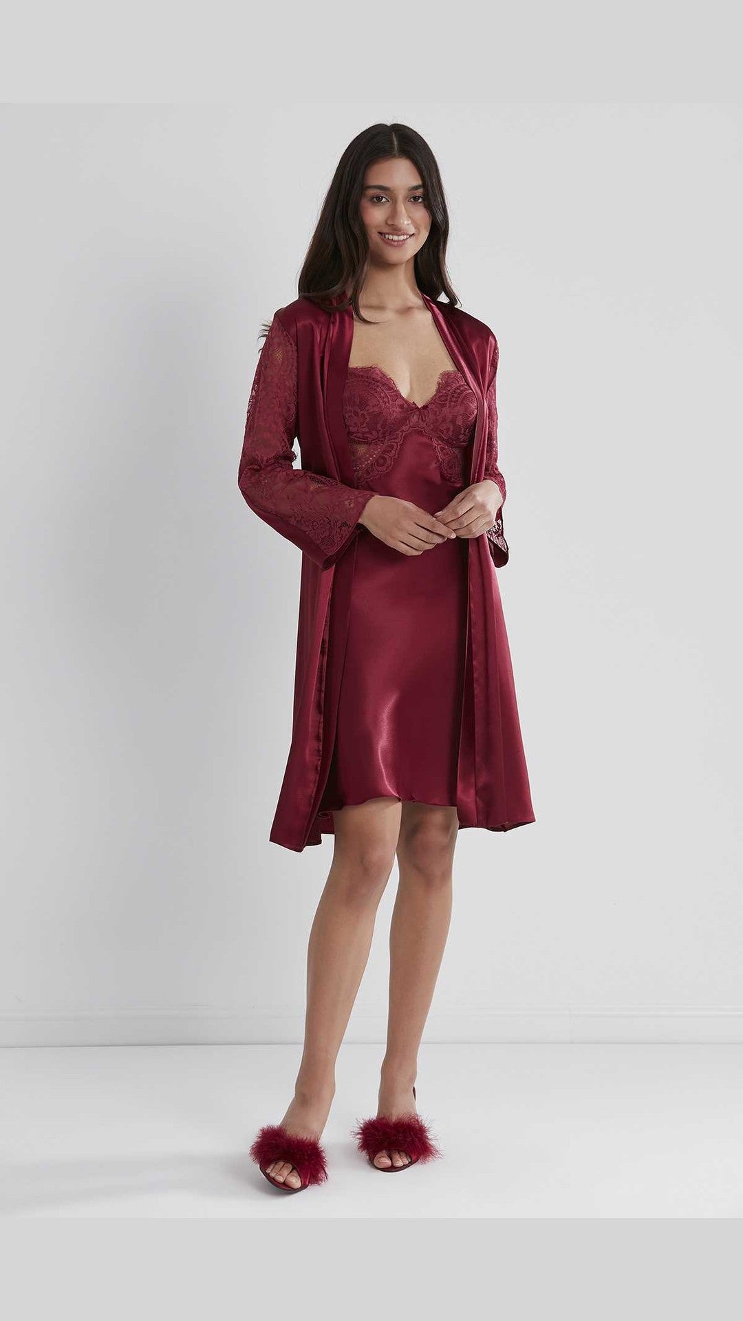 Geceliği & sabahlık takım bordo renk – 4025