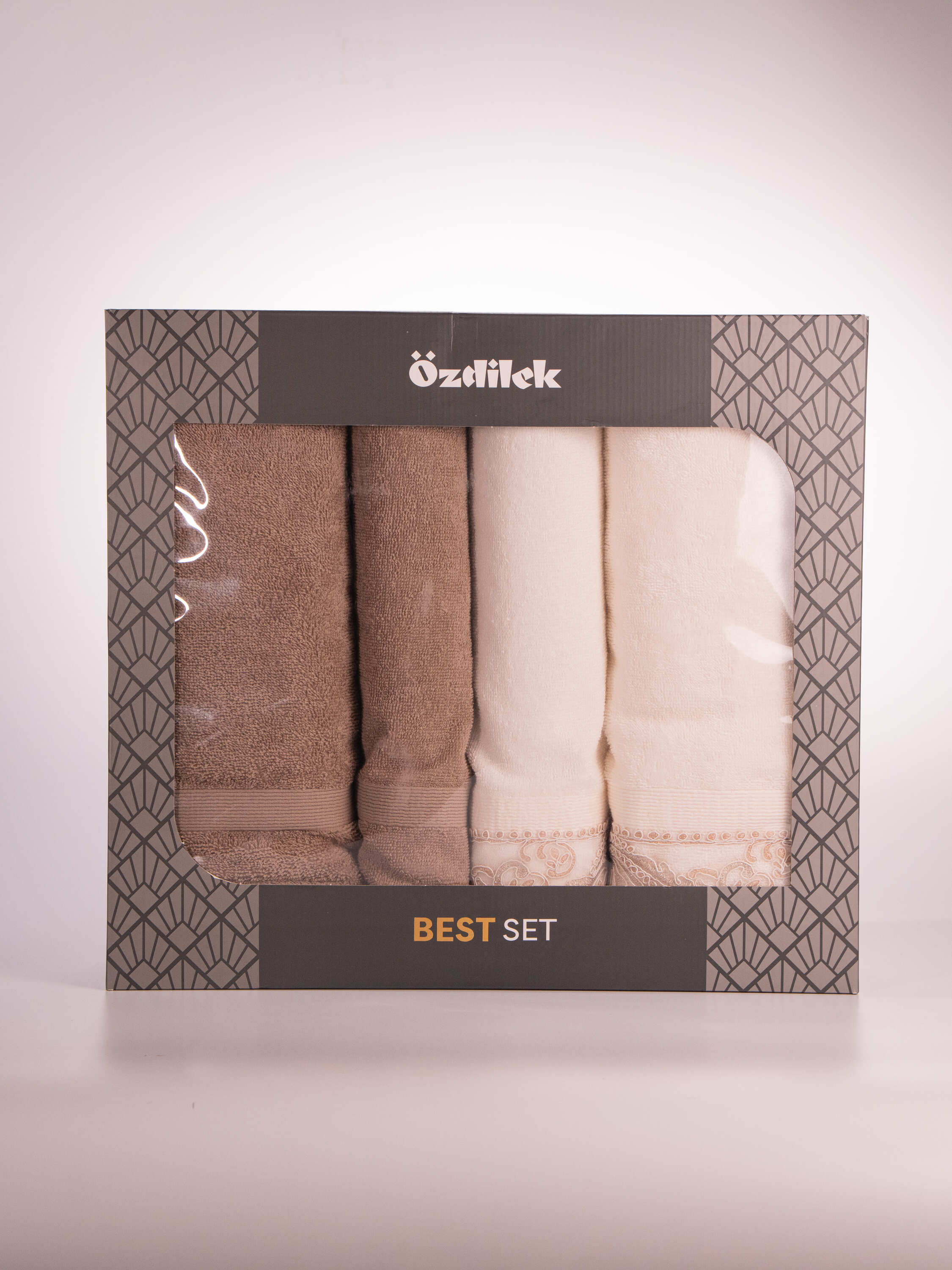 Özdilek Paisley Best Set hamam seti kahve krem - hediye kutusunda