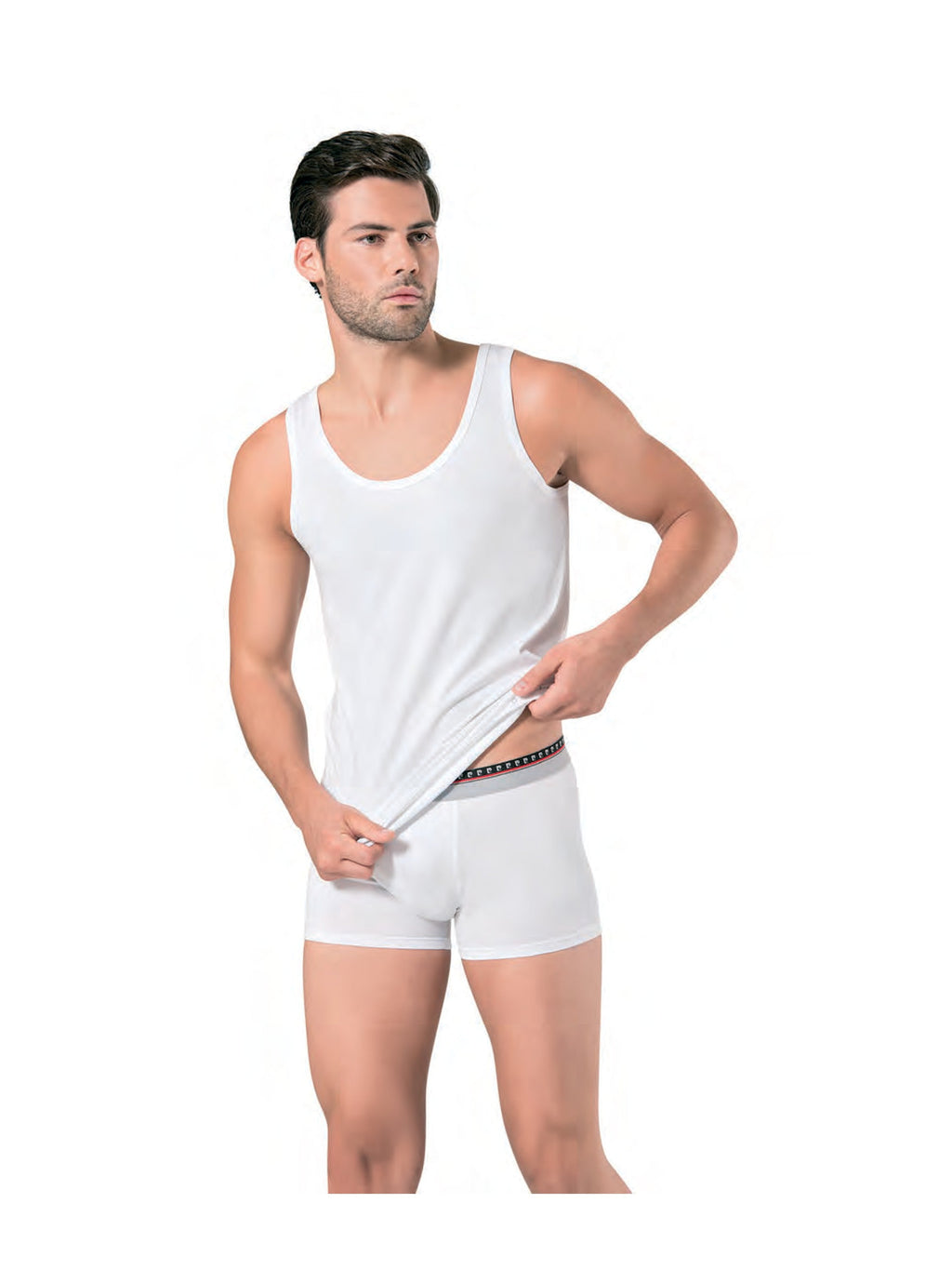 Pierre Cardin likralı atlet boxer takım beyaz - model üzerinde
